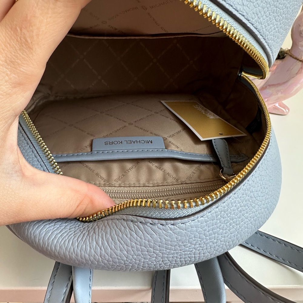 Michael Kors Adina Medium Leather Backpack Pale Blue - Picture 8 of 8